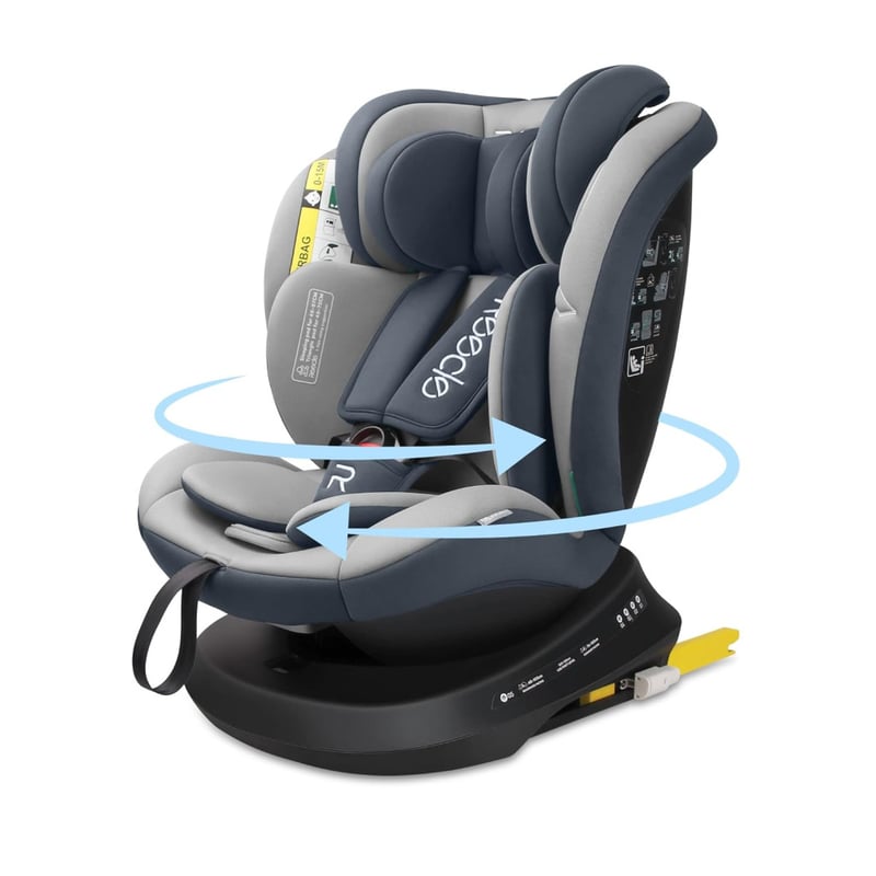 Reecle 360° Forgatható i-Size Gyerekülés ISOFIX Rögzítéssel 40-150 cm (0-36 kg), Születéstől 12 Éves Korig, ECE R129 Tanúsítvánnyal, Szürke