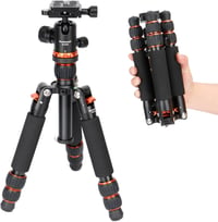 Koolehaoda Alumínium Mini Állvány DSLR Kamerákhoz - 63 cm, Narancssárga, 360° Gömbfejjel, 10 kg Teherbírás, Hordozható Utazó Tripod Videókam 1