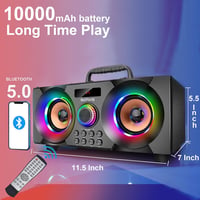 Bluetooth Hangszóró 60W Hordozható Mélynyomós Zenedoboz, FM Rádió, LED Színes Fények, 30m Hatótáv, Bluetooth 5.0 Vezeték Nélküli Sztereó Han 5