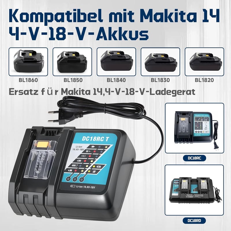 BXOXD 18V 5.5Ah Akkumulátor Szett Makita Gépekhez - 2db Pótakku + DC18RC Gyorstöltő, LED Töltésjelző, BL1860B Kompatibilis