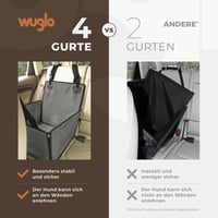 WUGLO Extra Stabil Kutya Autósülés - Megerősített Kisállat Ülés 4 Rögzítőpánttal - Vízálló Oxford Anyagú Hátsó Ülésre Kis és Közepes Kutyákn 3