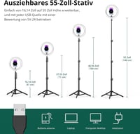 ATUMTEK 10 hüvelykes LED körfény állvánnyal és telefontartóval, Bluetooth távirányítóval, TikTok és YouTube videókhoz 2