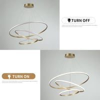 minifair LED Függőlámpa - Szabályozható Fényerejű 3 Gyűrűs Arany Csillár 20+40+60cm, 52W - Modern Akril Mennyezeti Lámpa Étkezőbe, Nappaliba 6