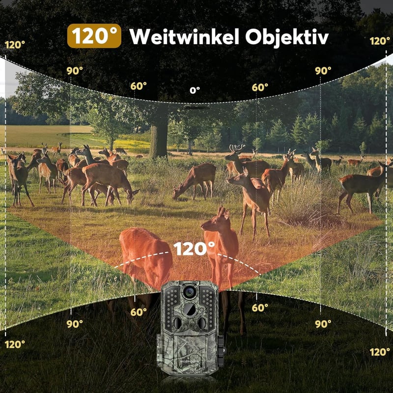Wosports 4K 30MP Vadkamera Éjjellátó, Mozgásérzékelős, IP66 Vízálló