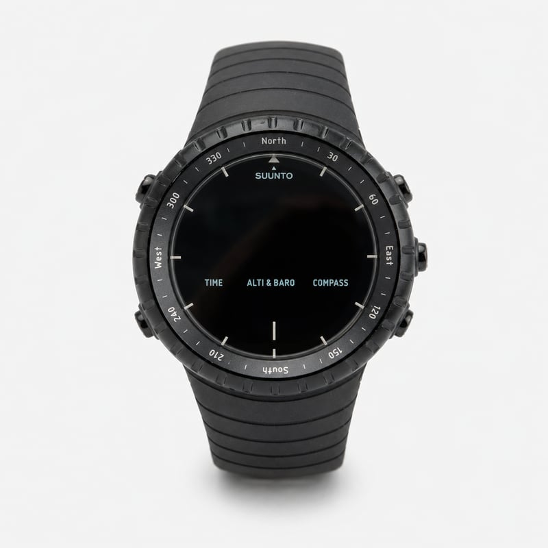 Suunto Core Outdoor sat u crnoj boji, s visinomjerom, barometrom i kompasom — neispitan (nema baterije)