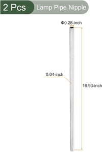 YOKIVE 2db Lámpa Menetes Cső 43cm M10 1mm Menetemelkedéssel - Horganyzott Acél Lámpaszerelvény Csillárokhoz, Lámpákhoz, DIY Világítási Proje 2