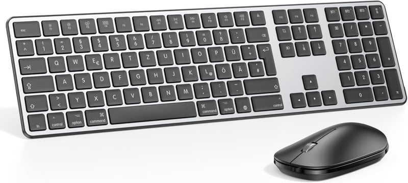 OMOTON Bluetooth Billentyűzet és Egér Mac-hez, Vezeték Nélküli QWERTZ, Szürke - Room grey