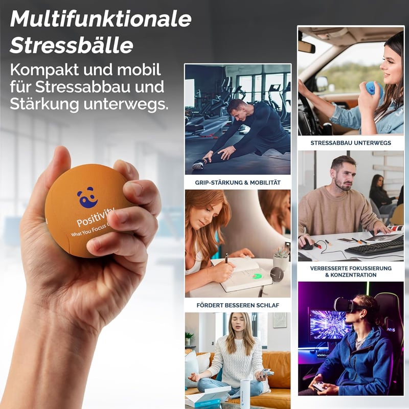 MindPanda Stresszoldó Gél Labda Szett - 3 Keménységű Kézterápiás Szorongáscsökkentő Squeeze Ball