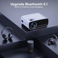 AKATUO 4K Támogatott Hordozható Projektor, Natív 1080P Felbontás, 15000L Fényerő, 5G WiFi, Bluetooth 5.2, 50% Zoom, Otthoni Mozi és Kültéri  5