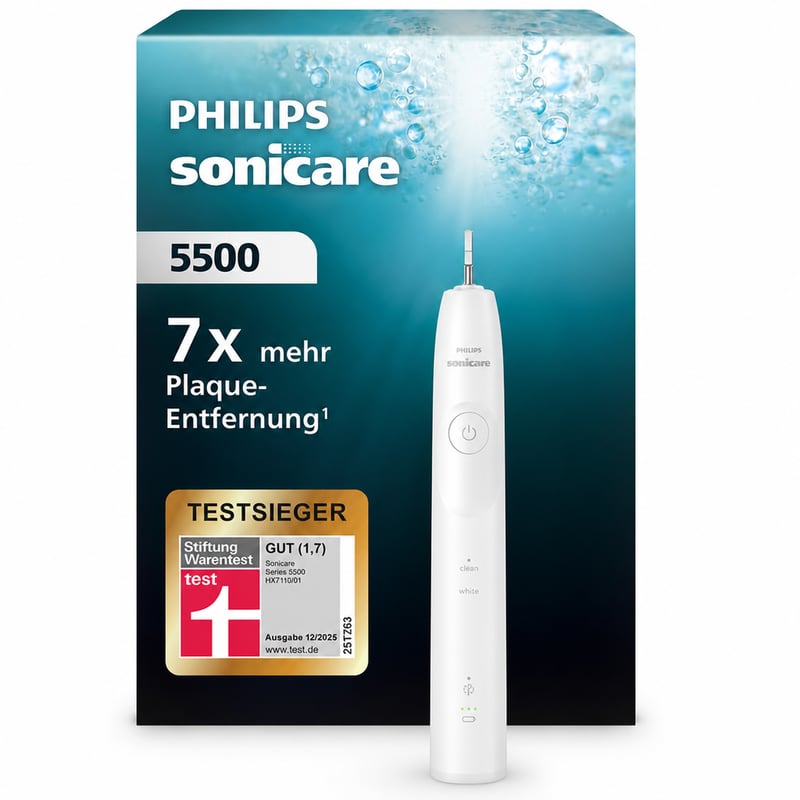 Električna četkica za zube Philips Sonicare 5500 HX7110/01 bijela, sonična, sa senzorom pritiska — bez glave četkice (stanje: vidi 2. sliku)