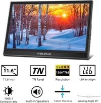 Thinlerain 11,6" Hordozható Monitor HDMI Csatlakozással - 1366x768 HD Kijelző Beépített Hangszórókkal Raspberry Pi kompatibilis 2