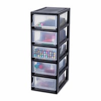 Set de organizare cu sertare din plastic Iris Ohyama MSD-1, negru, 5 sertare, 7 L, stivuibil — ca nou (stare: vezi a 2-a imagine) 1