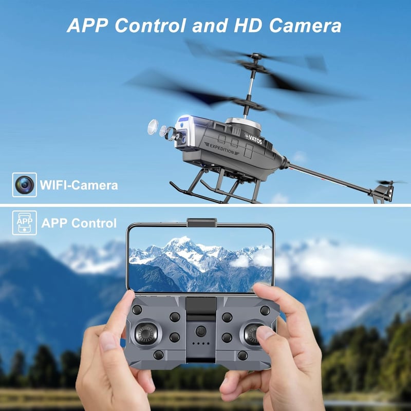 VATOS RC helikopter kamerával, akadályérzékelővel és LED-fényekkel - WiFi FPV élő videó