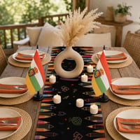 Set decor masă festiv: runner negru + 8 suporturi + 10 sfeșnice + vază bej + 50 șervețele 1
