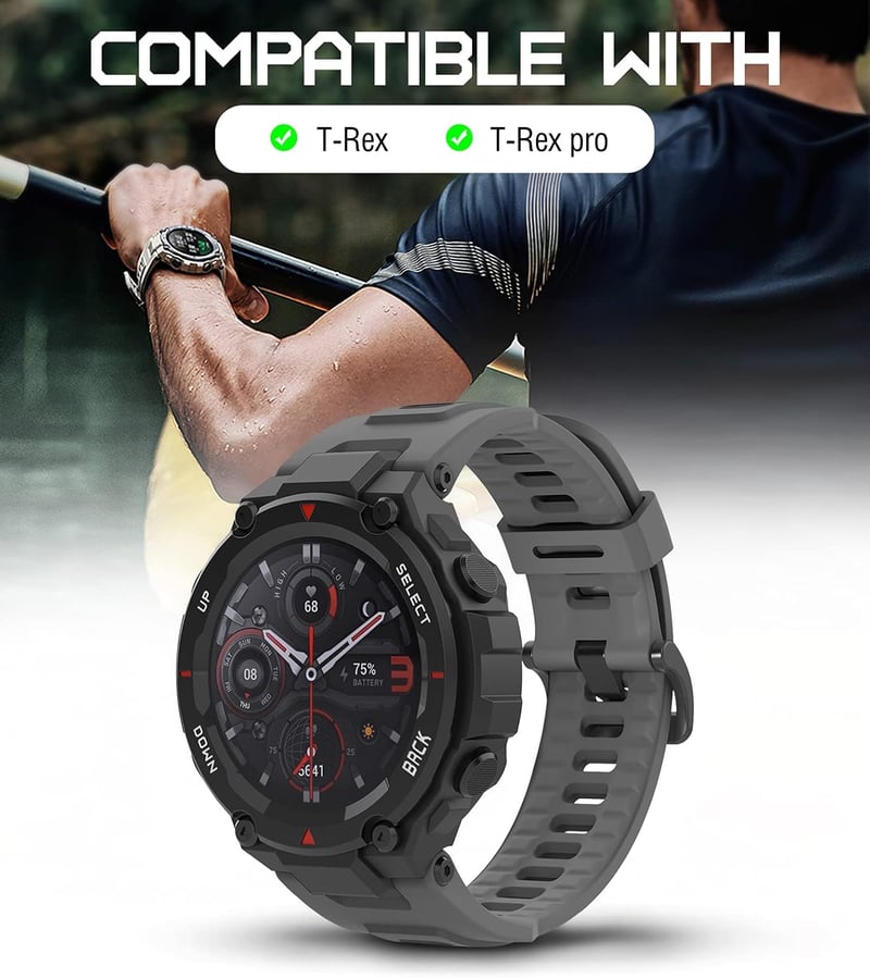 MoKo Szilikon Szíj Amazfit T-Rex/T-Rex Pro Okosórához - Puha Sportpánt Csavarhúzókkal, Cserélhető Óraszíj