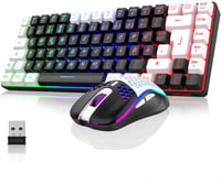 RedThunder 75% Vezeték Nélküli Gamer Billentyűzet és Egér Szett, DE TKL Elrendezés, Újratölthető, Ultrakönnyű 7200DPI Méhsejt Egér, PC/Mac/P 8