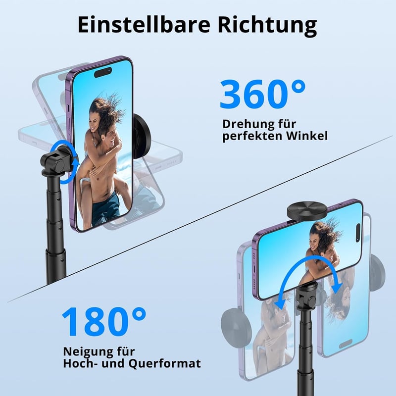 ATUMTEK 130cm-es Bluetooth Szelfibot Állvánnyal - iPhone és Android Kompatibilis