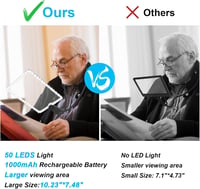 Ntrjtrss 5x Nagyító Lámpa 50 LED-del - Újratölthető, Kéz Nélküli Olvasó Nagyító Időseknek - 26x19 cm Rugalmas Nyakú Nagyítólencse Olvasáshoz 5