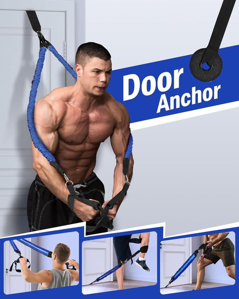 ALongSong Pilates Rúd Szett 6 Ellenállási Gumiszalaggal 9-109 kg Otthoni Edzéshez - Állítható Fitness Eszköz Fogantyúkkal és Ajtórögzítővel