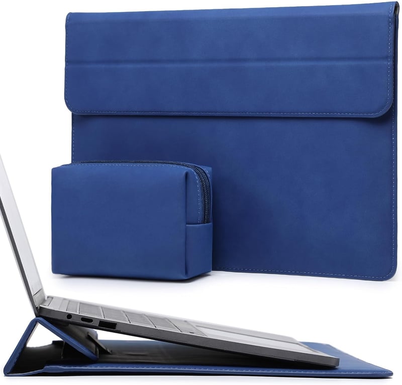 HYZUO 13" Laptop Tok Állvány Funkcióval - MacBook Air/Pro 13 M4/M3/M2/M1, iPad Pro/Air M4/M2, Surface Pro Kompatibilis - Kék