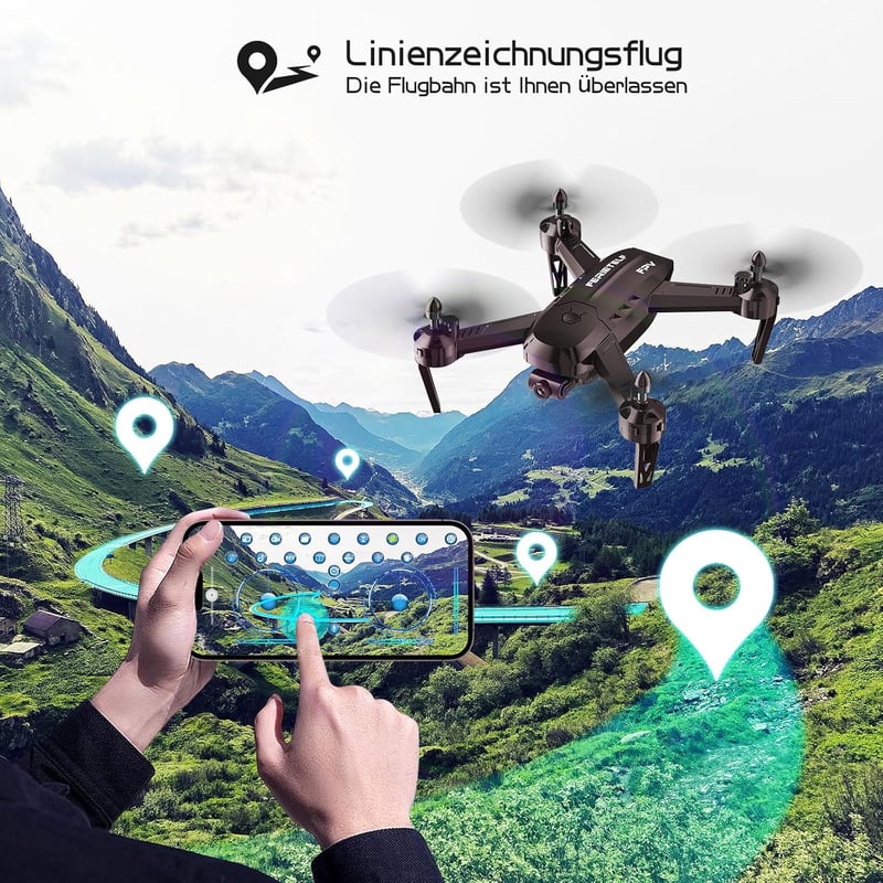 Wipkviey T6 Drón 1080P HD Kamerával - 32 Perc Repülési Idő, WiFi FPV Élő Videó, 2 Akkumulátor, Magasságtartás, Fejnélküli Mód, Kezdőknek