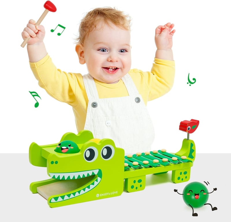 Montessori fa xilofon és kalapácsjáték 2 az 1-ben, fejlesztő zenei játék gyerekeknek