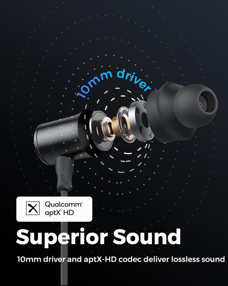 SoundPEATS Q30 HD+ Bluetooth Fülhallgató - Vízálló, Sportos, 12 Órás Üzemidő