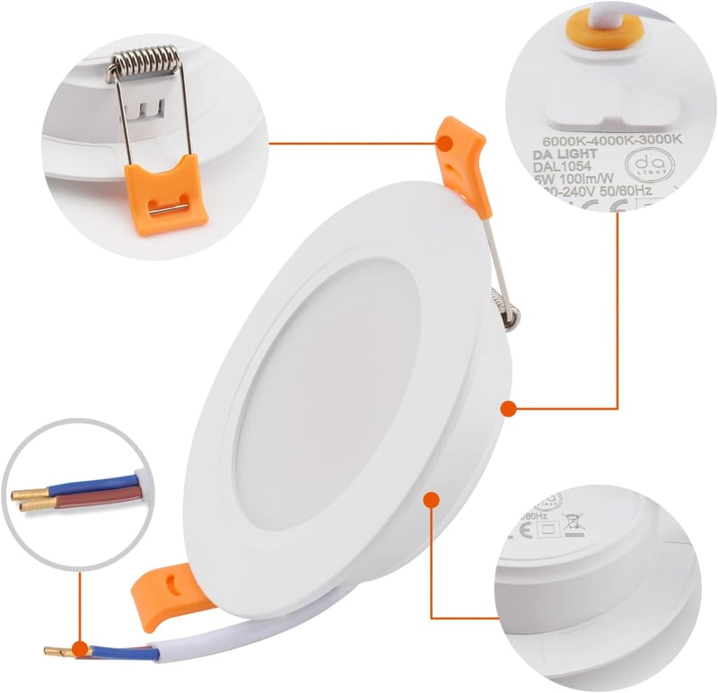 Lapos LED süllyesztett spotlámpa 5W, IP54, 3000/4000/6000K, fürdőszobába, nappaliba