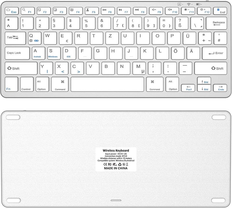 KARFUN ultravékony, újratölthető Bluetooth billentyűzet iPad, iPhone és más eszközökhöz