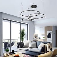 YYUTLUO Modern LED Csillár - 4 Fekete-Arany Gyűrű (20+40+60+80cm), 100W, Távirányítható, Fényerőszabályozható Mennyezeti Lámpa Nappaliba 7