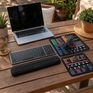 Ergonomski uredski set: bežična tipkovnica + vertikalni miš + 2 podloge + oslonac za zglob