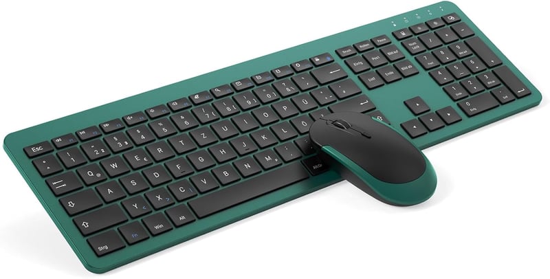 seenda Vezeték Nélküli Billentyűzet-Egér Szett, Újratölthető, Ultravékony, Ergonomikus, Szilikon Porvédővel, PC/Laptop/Smart TV, Német QWERT