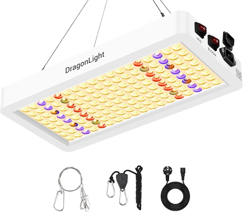 DragonLight BW2000 Növénylámpa LED Teljes Spektrumú UV-IR Fénnyel, Dupla Chip Technológiával, 3 Méteres Kábellel Üvegházi és Szobanövényekhe