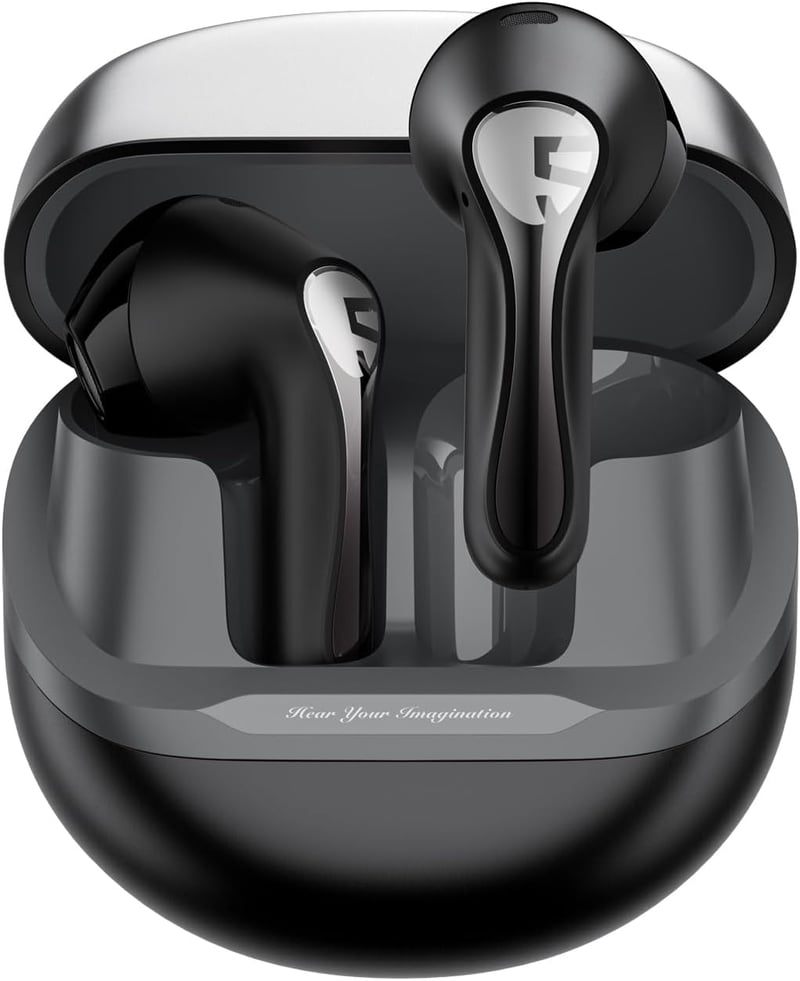 SoundPEATS Air5 Bluetooth Fülhallgató, Hi-Res/aptX Adaptive Veszteségmentes Hang, 13mm Meghajtó, 30 Órás Üzemidő, Adaptív Zajszűrés, Fekete