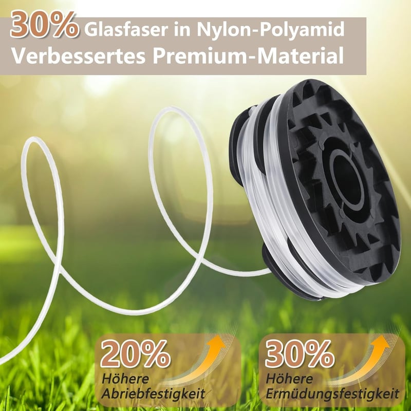 Yweller 6 db pótdob szett Parkside LIDL fűszegélynyíróhoz, PRT 550 A1-A5, B6 és PRTA 20-Li B2, C3 modellekhez, 1,6 mm-es damillal
