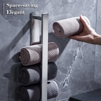 Öntapadós ezüst fürdőszobai törölközőtartó 40 cm, 2 akasztóval 3