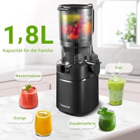 AMZCHEF Nagy Nyílású Automata Gyümölcs- és Zöldségprés, 1.8L, Hidegpréselés, Fekete 3
