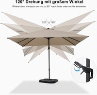 PURPLE LEAF Twist Napernyő 350x250 cm - Dönthető Konzolos Kerti Napernyő, Alumínium Váz, Kurblis, UV-Álló, 360° Forgatható, Kétoldalú Tengel 4