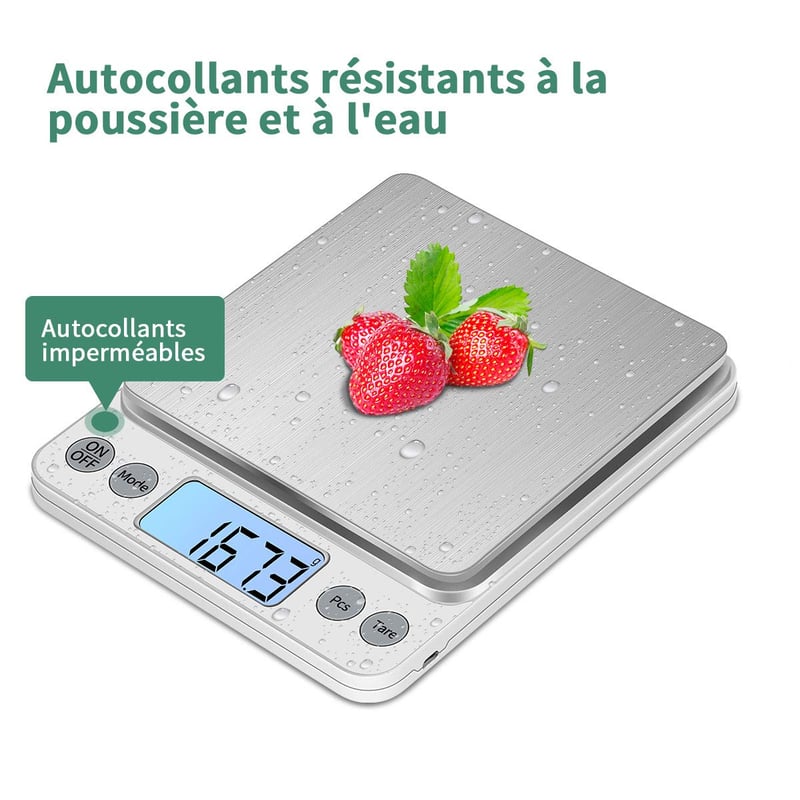 KUBEI 5kg-os USB-s digitális konyhai mérleg, 0,1g pontosság, rozsdamentes acél