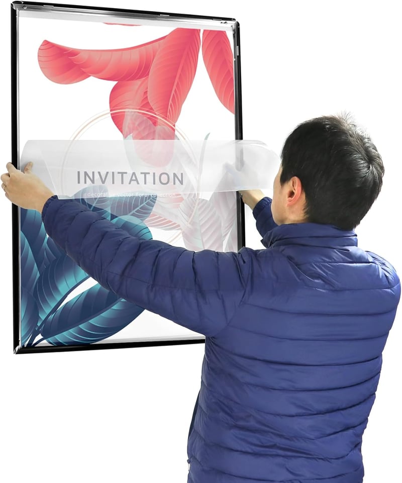 QWORK 5 db A1 méretű (59,4 x 84,1 cm) elölnyíló poszter keret, tükröződésmentes védőpanellel - 25 mm-es fekete alumínium profil