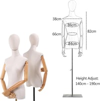 Jueraori Női Szabóbábu Fa Karokkal - Állítható Magasságú (140-190cm) Ezüst Próbababa Ruhakiállításhoz, M-es Méret, 86cm Mellbőség 6