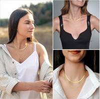 DIVINA VITAE Réteges Női Nyaklánc 14K Arany Bevonattal - Cirkónia Medálos Elegáns Ékszer, Lapos Kígyólánc, Rozsdamentes Acél Choker 7