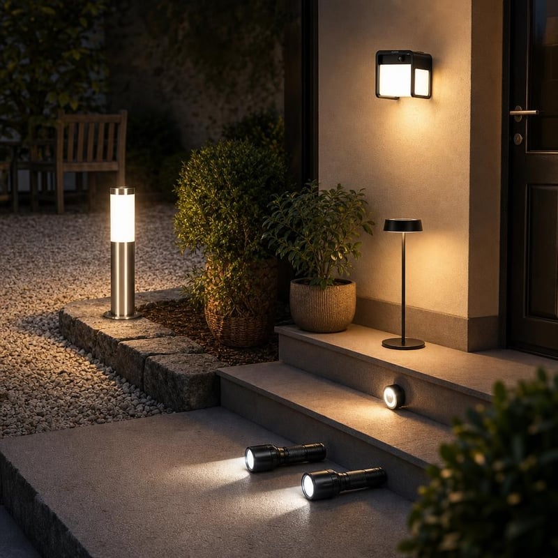 Noćni čuvar: 1x vrtna lampa + 1x solarna zidna lampa + 1x noćno svjetlo + 2x LED svjetiljka