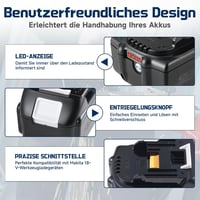 BXOXD 18V 5.5Ah Akkumulátor Szett Makita Gépekhez - 2db Pótakku + DC18RC Gyorstöltő, LED Töltésjelző, BL1860B Kompatibilis 4
