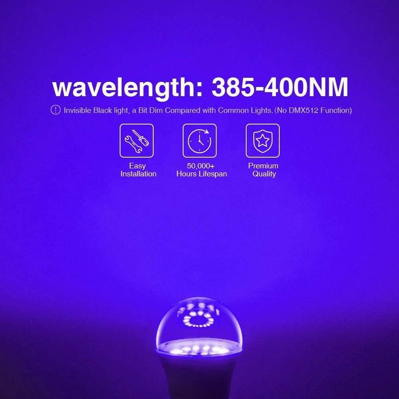 UV Fekete Fény Izzó E27 Foglalatba, 2db 7W-os, Bulikhoz