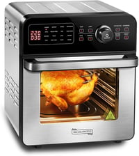 MICHELANGELO 14,5L Digitális Forrólevegős Sütő 1700W - Olaj Nélküli Légkeveréses Fritőz 16 Programmal, Forgónyárssal és Aszalóval, 8 Kiegész 1