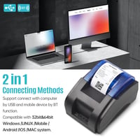 Bisofice 58 mm-es Hőpapíros Nyugtanyomtató USB/Bluetooth Csatlakozással, Windows/Linux/Android/iOS Kompatibilitás, ESC/POS Támogatás 6