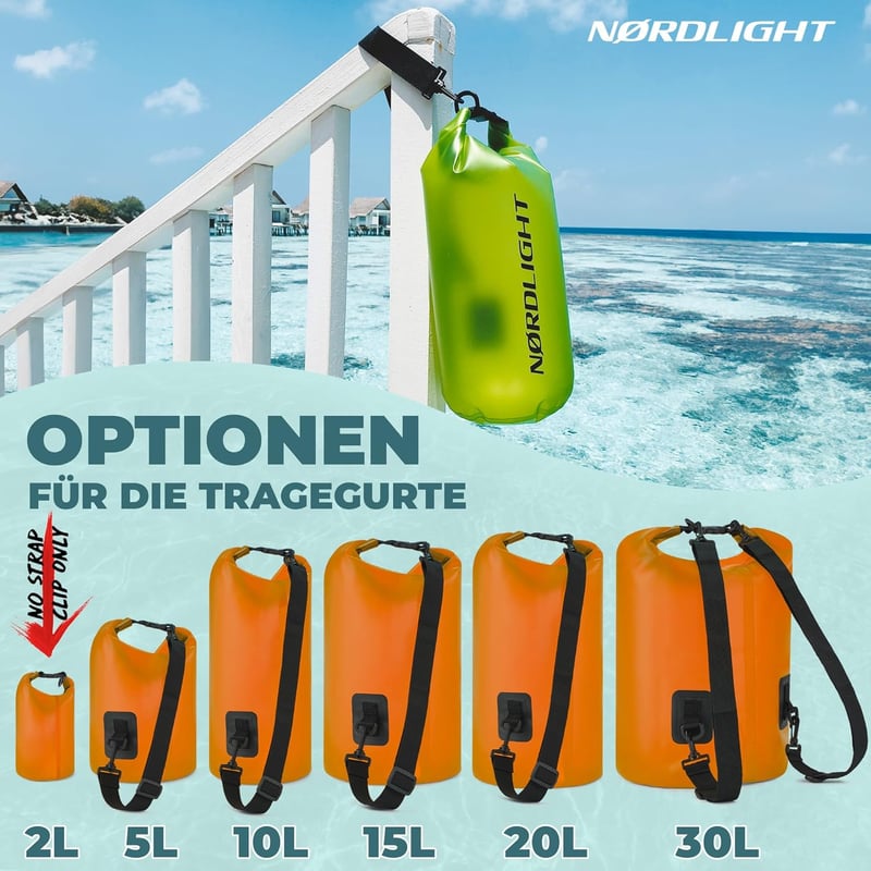 Nordlight 5L vízálló narancssárga táska - strandhoz, úszáshoz, SUP-hoz
