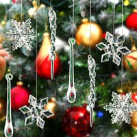 Karácsonyi 40 db-os Akril Jégcsap és Hópehely Díszszett Fenyőfára 5