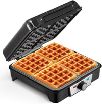 Reemix 4 adagos belga gofrisütő, 1200W, tapadásmentes, állítható hőfok, ezüst-fekete 8